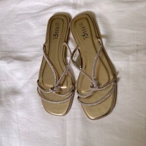 Rouge Helium Gold Crisscross Sandals NWT